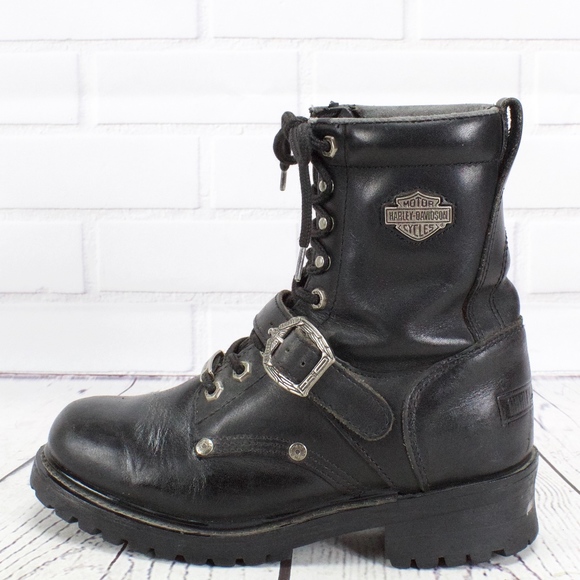Harley-Davidson Shoes - Harley-Davidson Black Leather High Ankle Boots 9